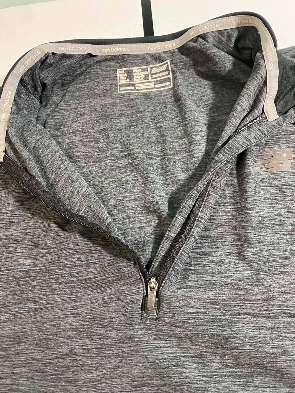 New Balance NB Dry Quarter-Zip Long Sleeve Running Shirt Heathered Grey Size L - Picture 9 of 9
